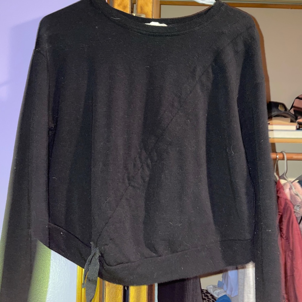 Black Garage Cropped sweater with drawstring/tie